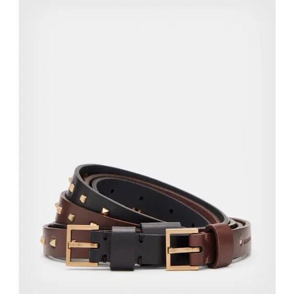 NEW! Allsaints Maxie Leather Studded Duo‎ Belt XS main image 7